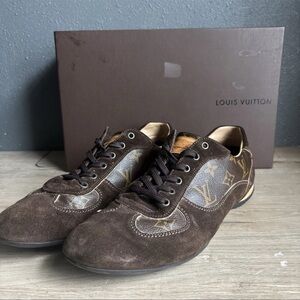 Louis Vuitton Brown Suede And Monogram Coated Canvas Low Top Sneakers 8